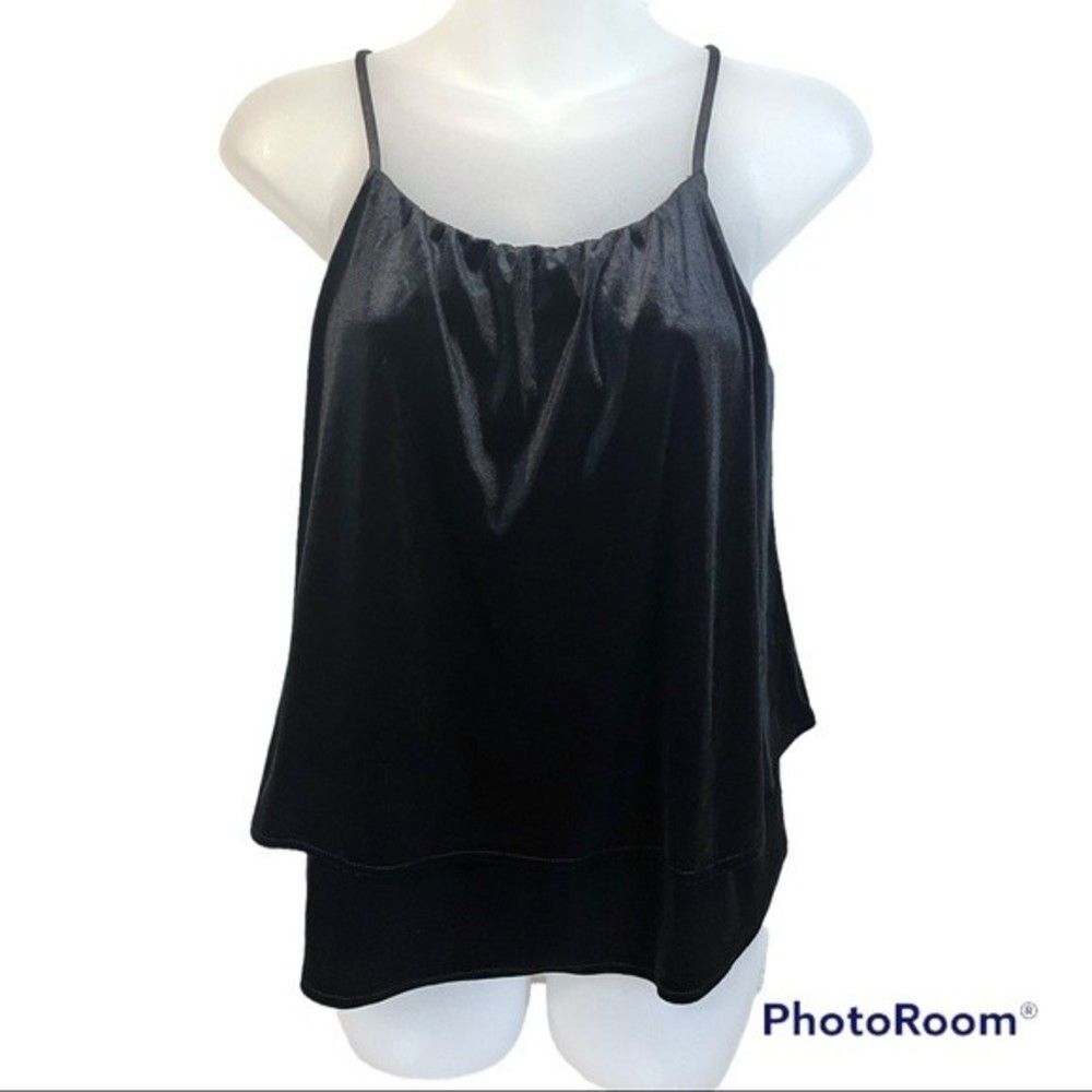 Old Navy Black Velour Layered Tank Size XS NWOT